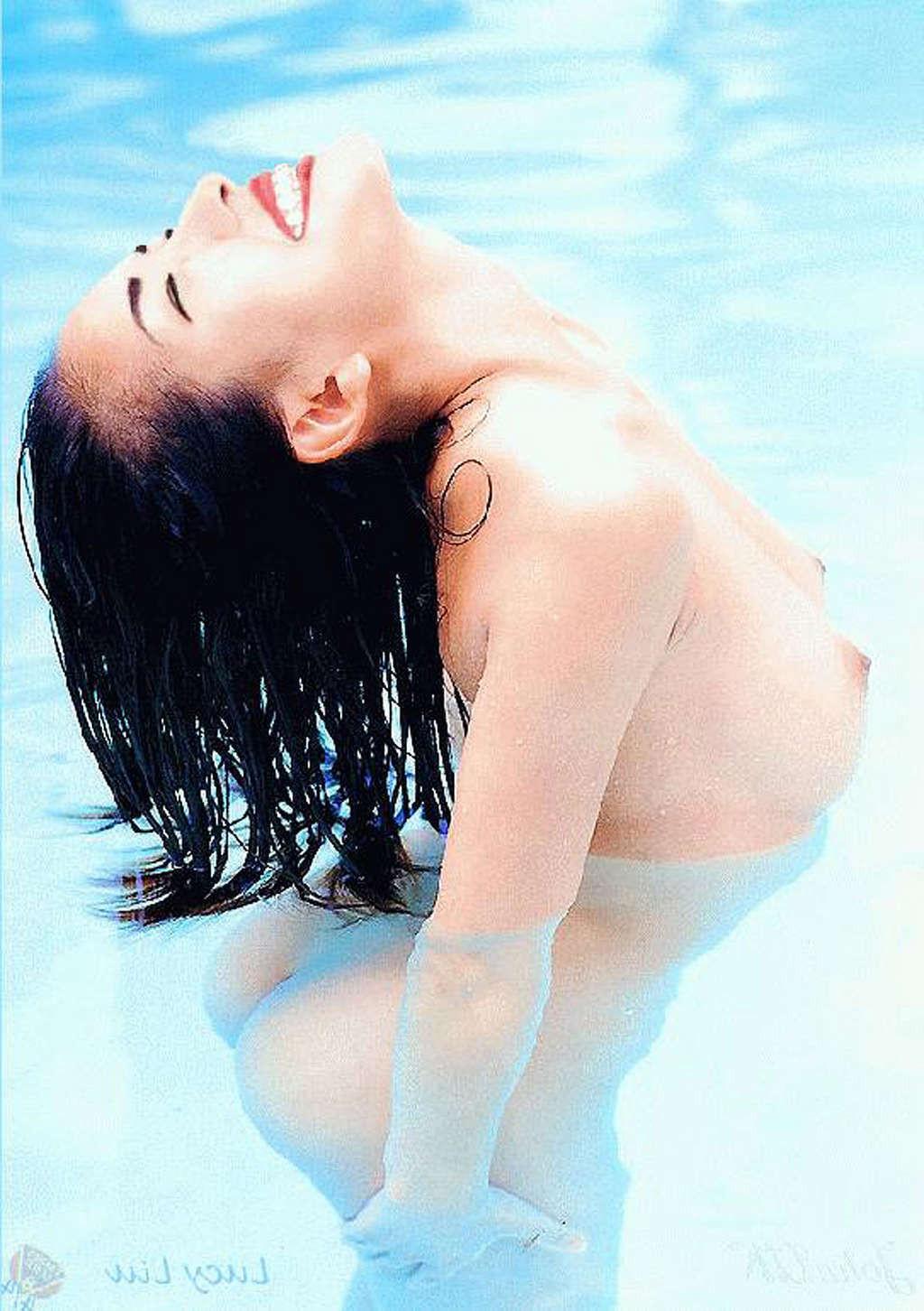 16P Lucy Liu exposing her nice small tits in see thru top