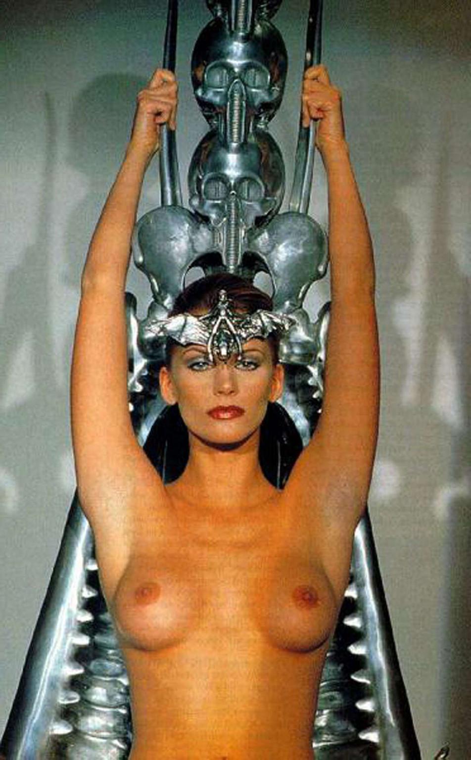 10P Natasha Henstridge exposing her nice big tits and posing all nude in photoshoot 