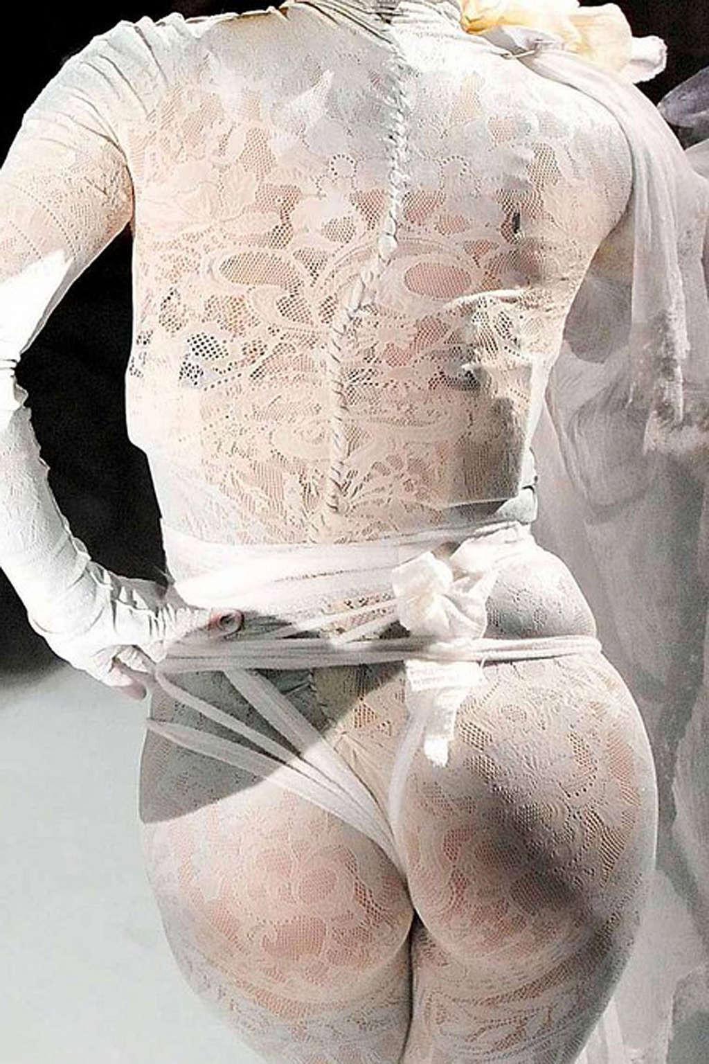 16P Lady GaGa showing her fucking sexy ass in see thru dress on stage