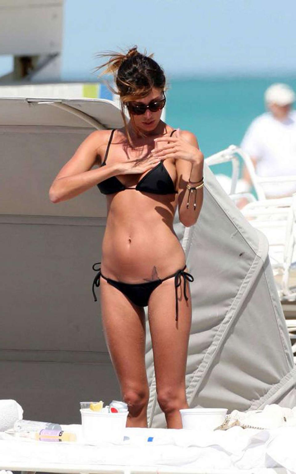 16P Belen Rodriguez enjoying with her boyfriend on beach in topless