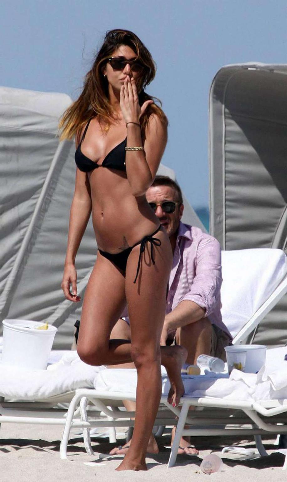 16P Belen Rodriguez enjoying with her boyfriend on beach in topless