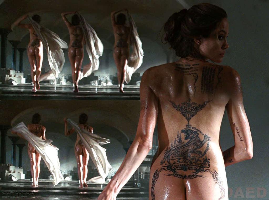 10P Angelina Jolie showing her nice big tits and great ass in nude movie scenes