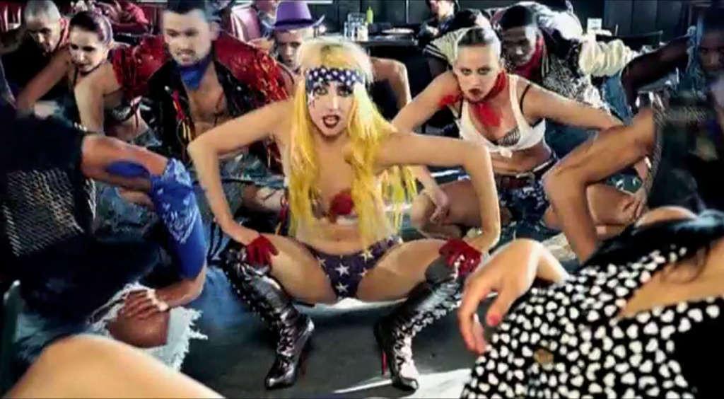10P Lady Gaga showing her nice ass in thong in women prison in new video spot