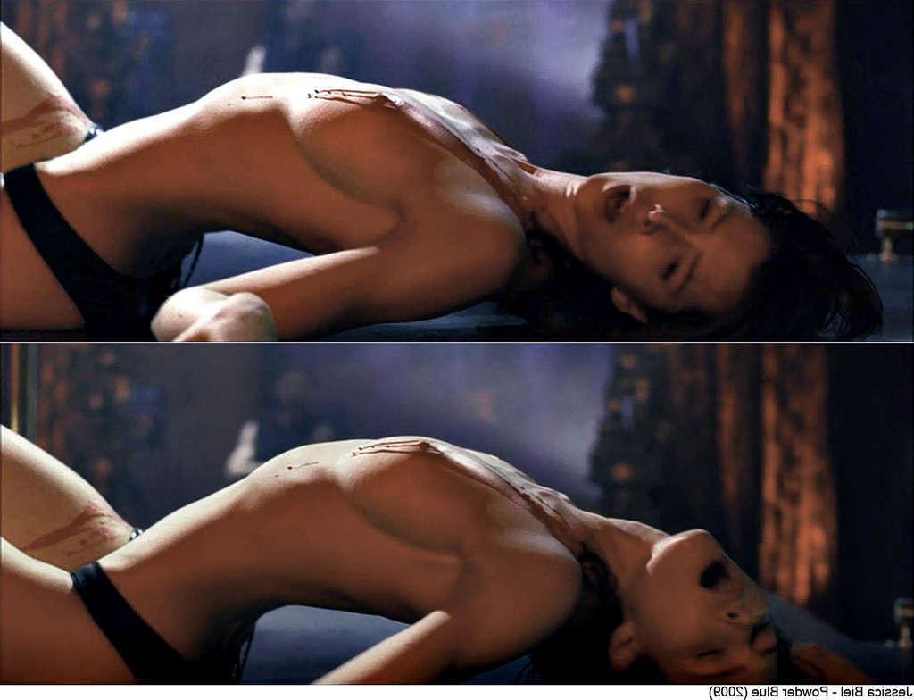 10P Jessica Biel showing her nice big tits in movie and very leggy in mini skirt and