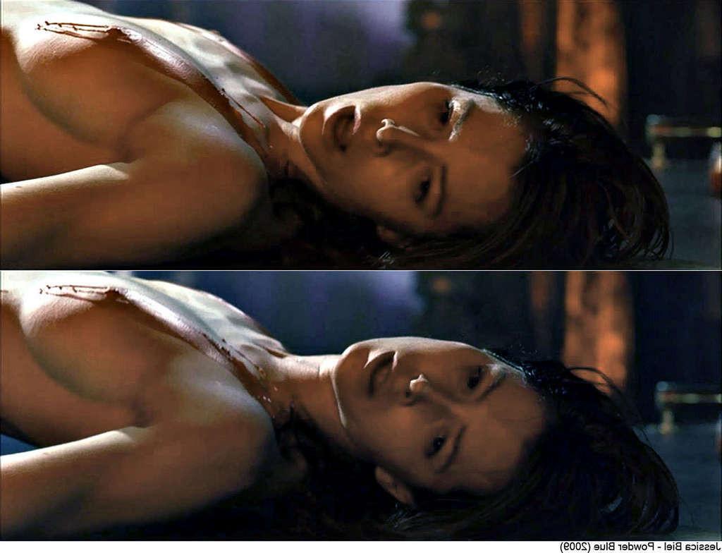 10P Jessica Biel showing her nice big tits in movie and very leggy in mini skirt and