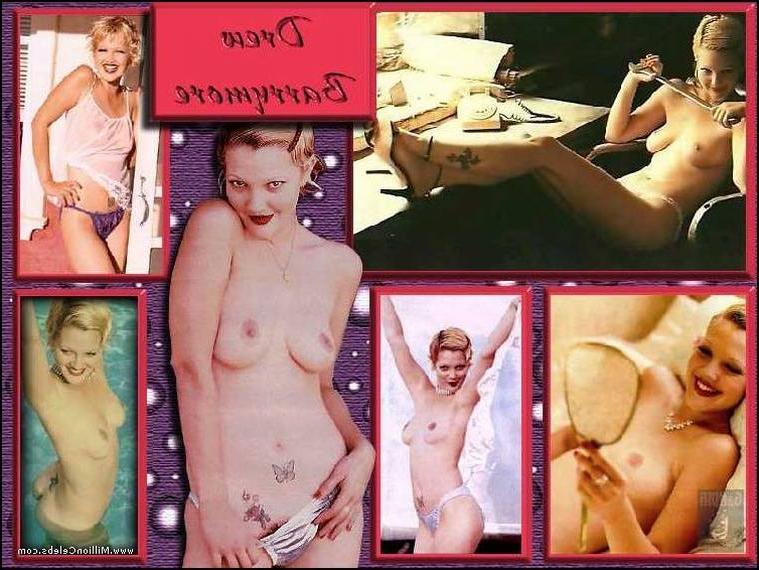 15P cute celebrity actress Drew Barrymore nude