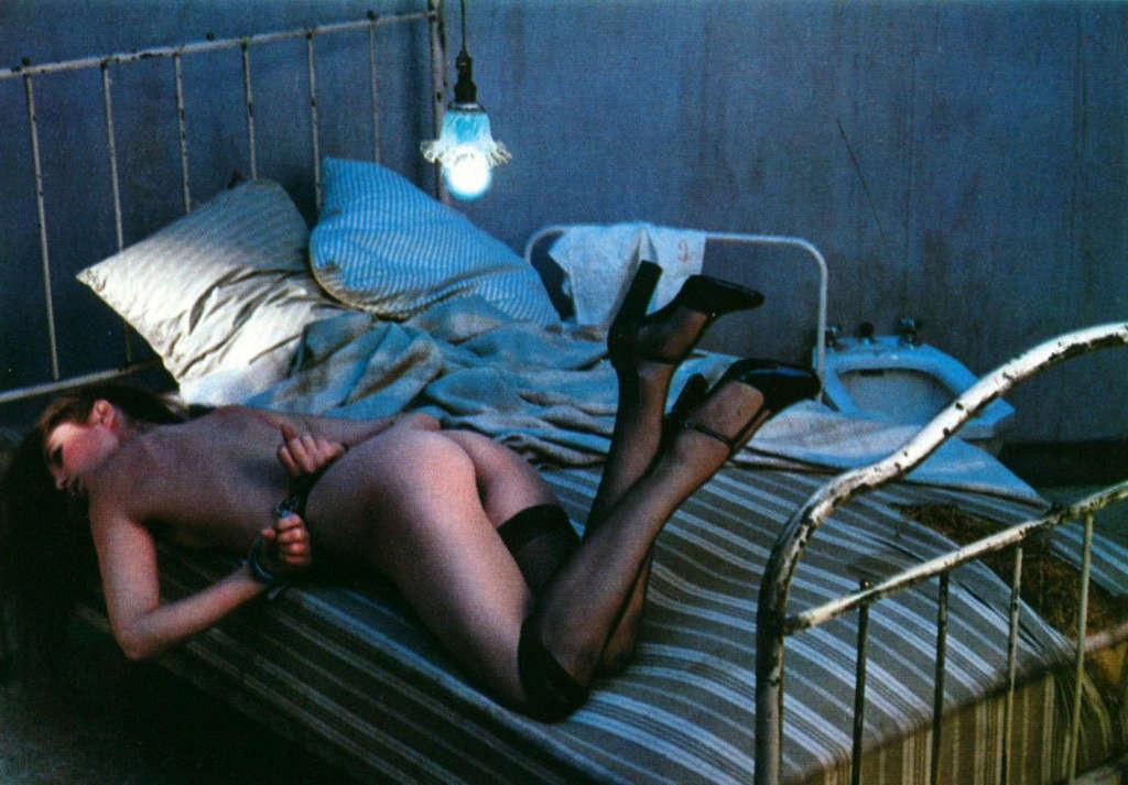 16P Jane Birkin exposing her nice tits and pussy and posing in stockings