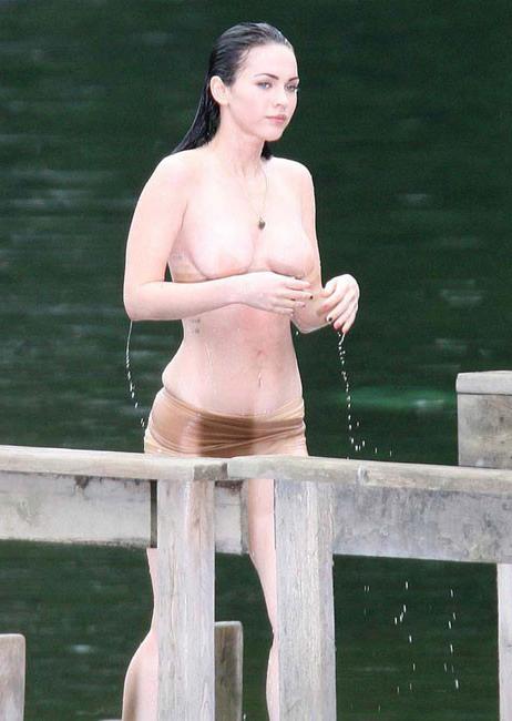 15P Megan Fox hard pokies thru sexy pink dress