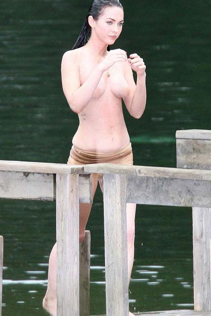15P Megan Fox hard pokies thru sexy pink dress