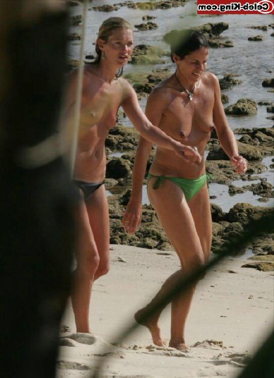 16P Hot celebrity Kate Moss naked showing off with tiny boobs