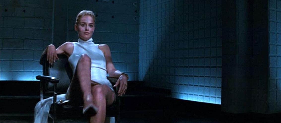 10P Sharon Stone exposing her nice pussy while crossing legs in nude movie caps