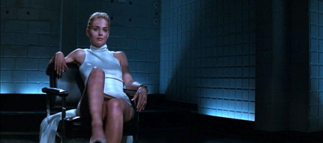 10P Sharon Stone exposing her nice pussy while crossing legs in nude movie caps