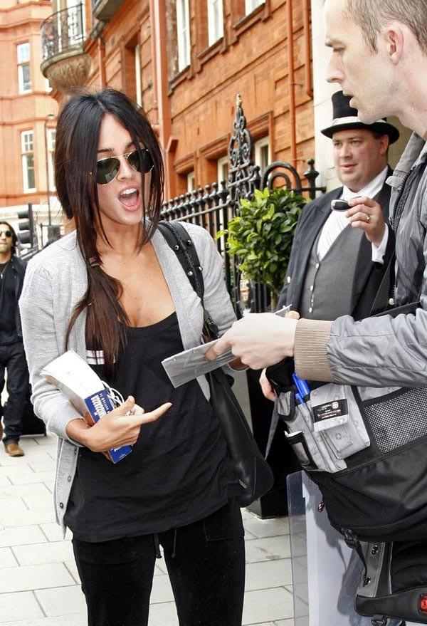 15P Megan Fox dressed like teacher and shows tattoo