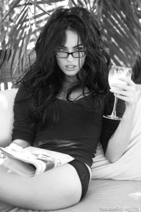 15P Megan Fox dressed like teacher and shows tattoo