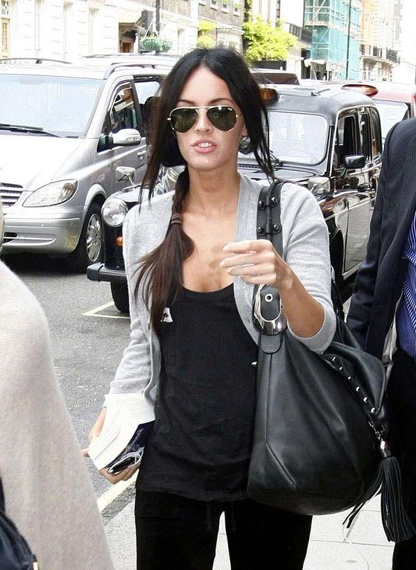 15P Megan Fox dressed like teacher and shows tattoo