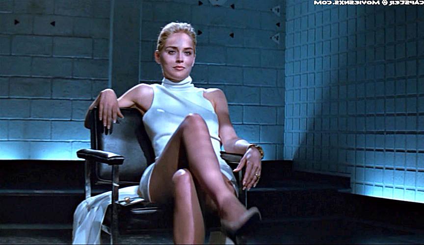 16P Sharon Stone exposing her pussy upskirt while crossing legs