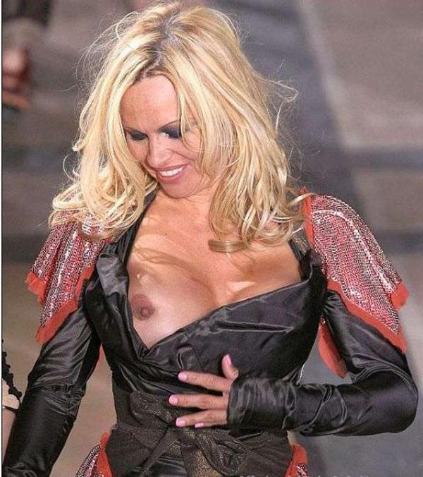 15P Pamela Anderson amazing nipple slip in public