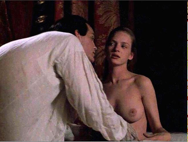 15P Uma Thurman showing her nice big tits in nude movie scenes