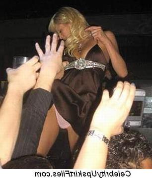 16P paris hilton showing panties in sneaky voyeur upskirt pictures