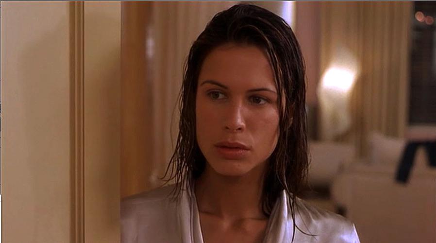 16P Rhona Mitra showing her nice big tits in mirror in some nude movie scenes