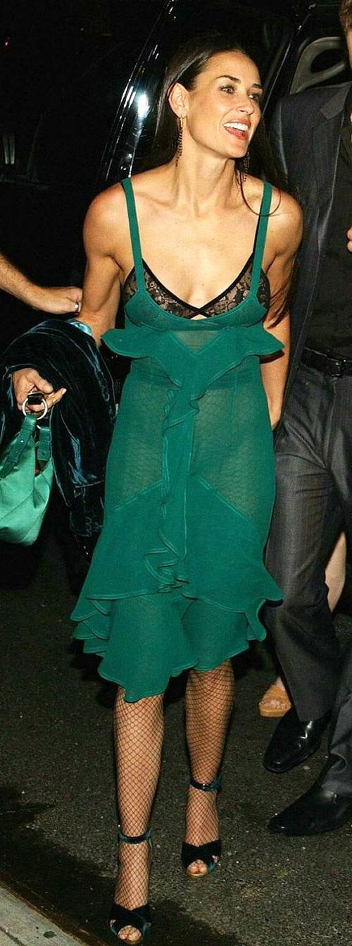 16P Demi Moore looking very sexy in green seethru dres