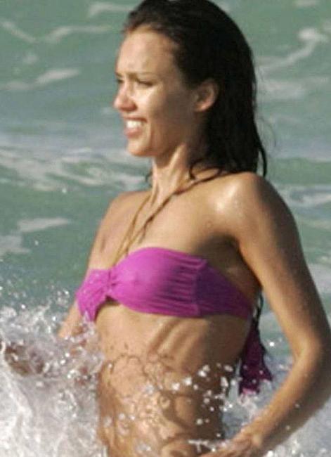 20P Celebrity Jessica Alba in sexy bikini and nice see thru nipples