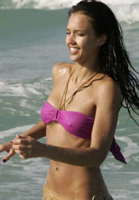 20P Celebrity Jessica Alba in sexy bikini and nice see thru nipples