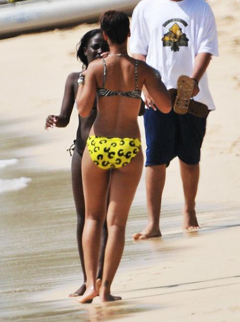 20P Celebrity ebony babe Rihanna see thru and paparazzi bikini