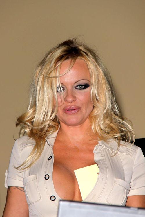 16P Pamela Anderson showing her nice big tits on beach