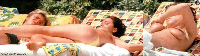 20P Amazing celebrity brunette model Victoria Beckham exposed boobs