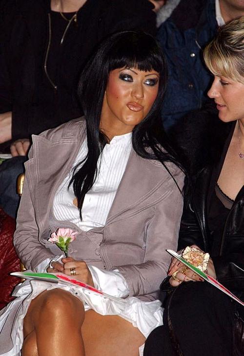 16P Christina Aguilera posing very sexy in long dress