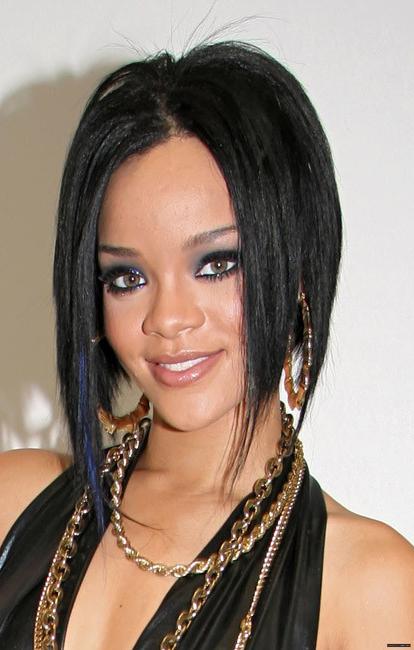 15P Celebrity black singer Rihanna wearing sexy see through dress