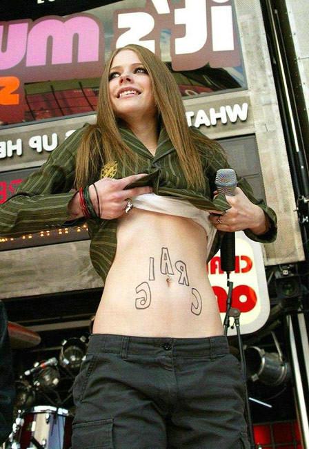 15P Celebrity Avril Lavigne in great sexy fishnet lingerie