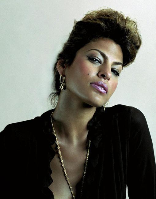 15P Latina celebrity Eva Mendes posing in sexy and hot lingerie