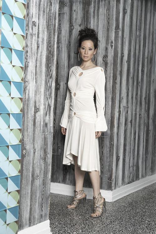 16P Lucy Liu showing her nice small tits in water and posing sexy