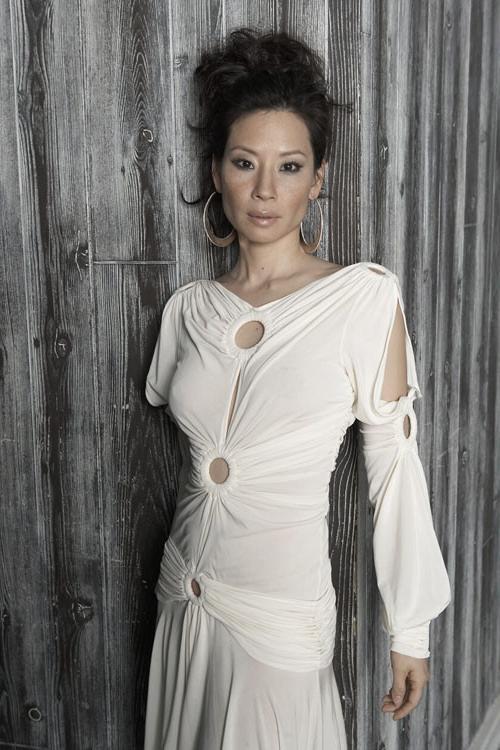 16P Lucy Liu showing her nice small tits in water and posing sexy