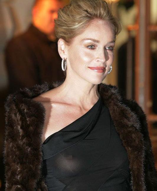 15P Celebrity babe Sharon Stone very hot upskirt and nude body