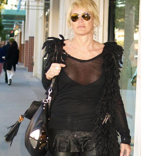 15P Celebrity babe Sharon Stone very hot upskirt and nude body