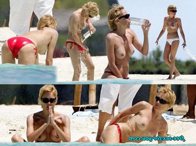 16P Sharon Stone showing her shaved pussy and big tits to paparazzi