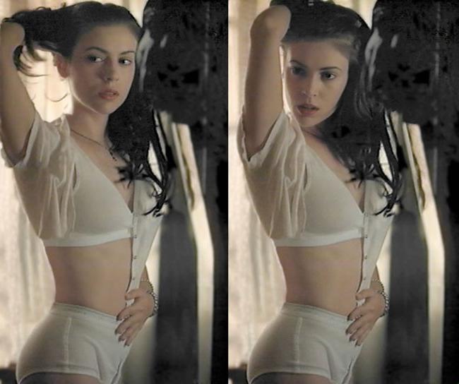 15P Celebrity Alyssa Milano nude tits in fetish sex scene caps