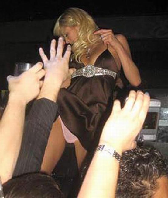 15P Celebrity Paris Hilton sexy upskirt and nasty nipple slip