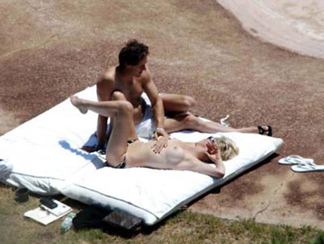 15P Sharon Stone smoking hot and sexy nude topless on the beach