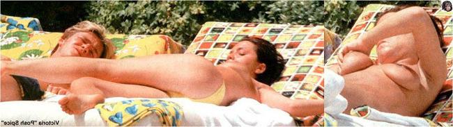 15P Victoria Beckham hard nipples and nude boobs on the beach