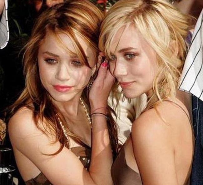 16P Fine celebs Olsen Twins sexy thongs in public