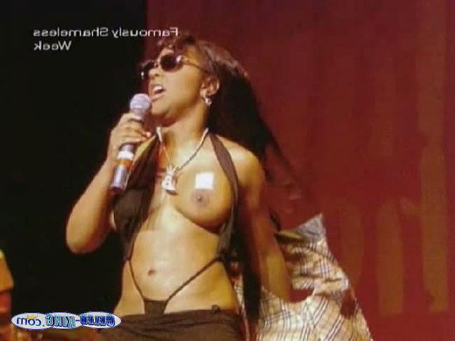 15P Celebrity Lil Kim fantastic nipple slip