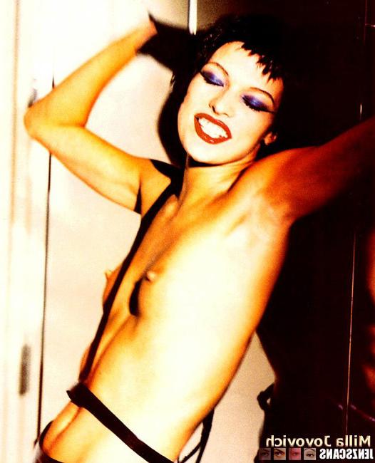 16P Celeb star Milla Jovovich showing nude perky tits