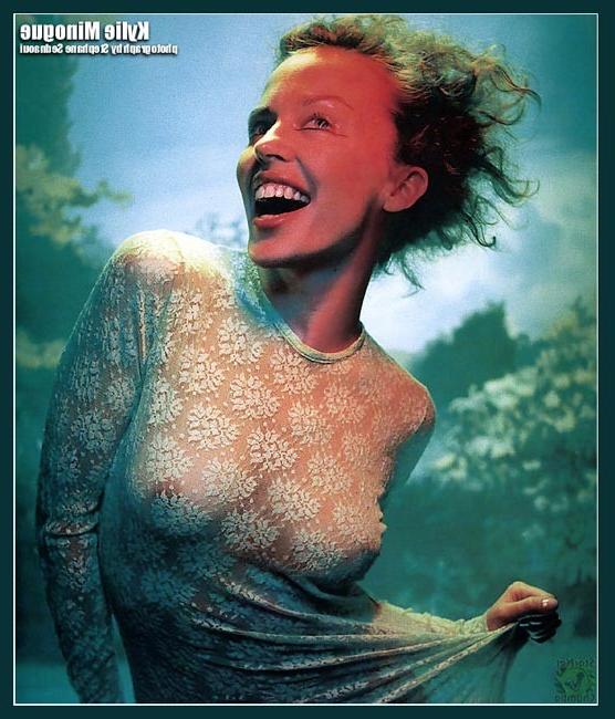 16P Celebrity singer Kylie Minogue showing nude perky tits
