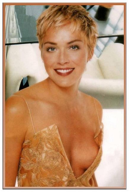 16P Milf superstar Sharon Stone showing lovely nude boobs