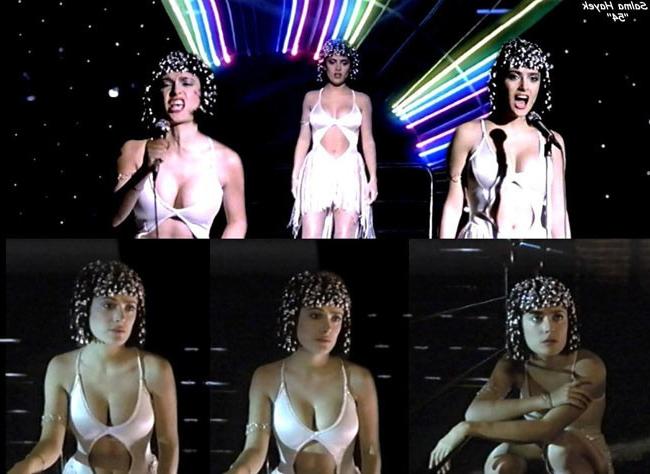 16P Charming celebrity babe Salma Hayek showing big nude boobs