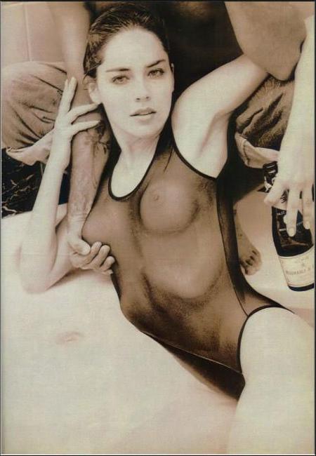 15P Famous celebrity actress Sharon Stone shows hot nude boobs